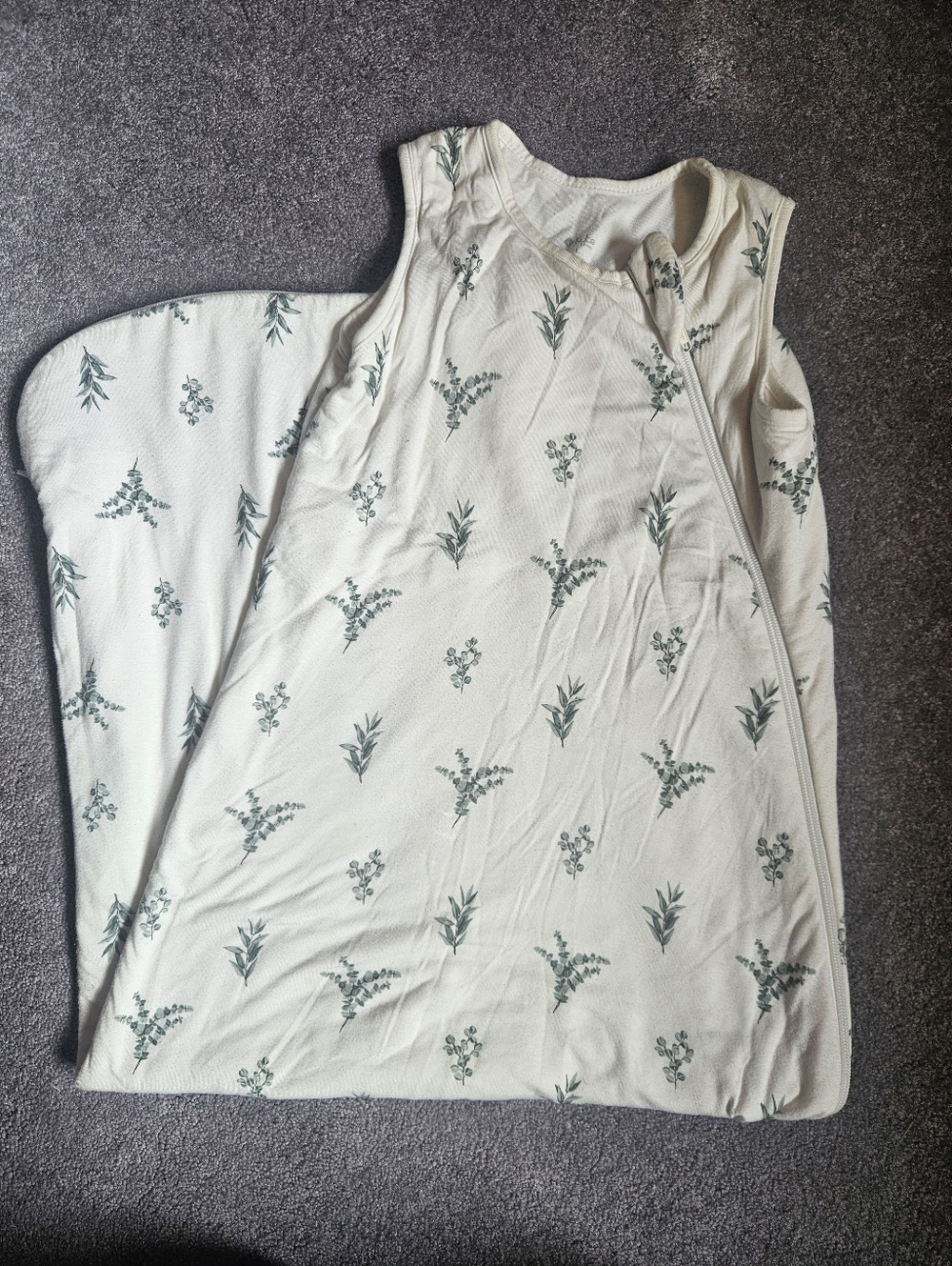 Kyte BABY Cream Tank Top with Green Botanical Print